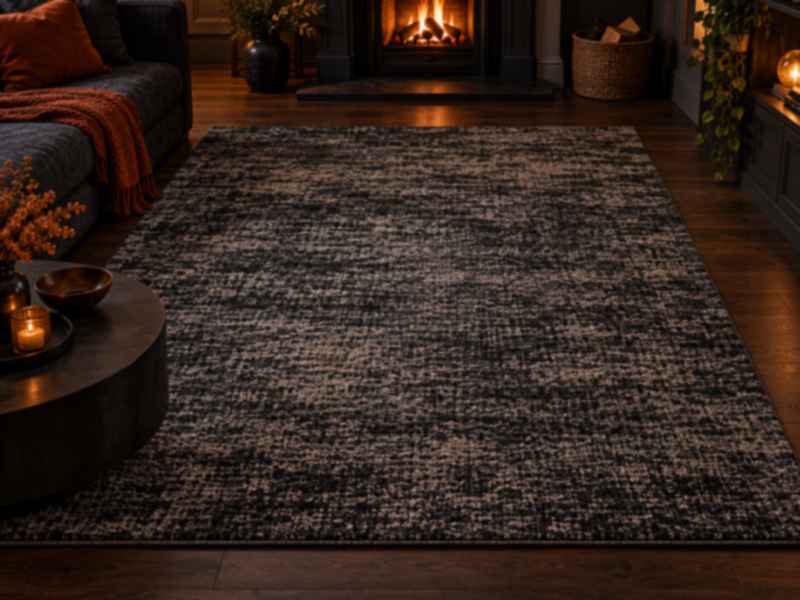 Textured rug on a wooden floor